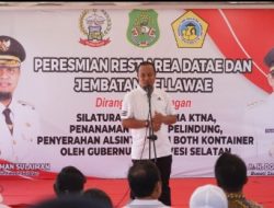 Gubernur Didampingi Bupati Sidrap Resmikan Rest Area Datae dan Jembatan Gantung Belawae