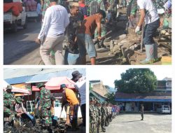 TNI / Polri Bersama Dinas Lingkungan Hidup Serta Sappol PP Gelar Karya Bakti Pembersihan Pasar Central Enrekang