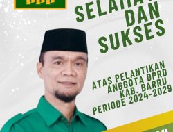 Selamat Dan Sukse Atas Pelantikan  A. Wawo Manno Jengi, SH Sebagai Anggota DPRD Kabupaten Barru, Periode, 2024-2029 Dari Partai PPP