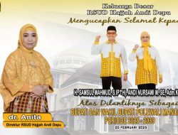Keluarga Besar Rumah Sakit Umum Daerah Hajja Andi Depu,Kabupaten Polman,Mengucapkan Selamat Atas Dilantiknya H.Samsul Mahmud,S,IP Dengan Andi Nursami Masdar,SE.,Adm,KP