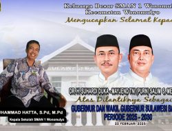 Keluarga Besar SMAN 1 Wonomulyo,Kabupaten Polman,Mengucapkan Selamat Atas Dilantiknya Dr.H.Suhardi Duka,M.M Bersama Mayjen (Purn)TNI Salim,S Mengga Sebagai Gubernur Dan Wakil Gubernur Privinsi Sulbar,Periode,2025-2030