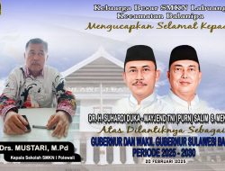 Keluarga Besar SMKN 1 Polewali,Kabupaten Polman,Mengucapkan Selamat Atas Dilantiknya Dr.H.Suhardi Duka Bersama Mayjen(Purn) TNI Salim.S.Mengga Sebagai Gubernur Dan Wakil Gubernur Sulbar,Periode 2025-2030.
