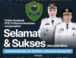Selamat atas dilantiknya Andi Kartika Sari,S.H.,M,Si Bersama Dr.Ir. Abustan Andi Bintang,M.,Si,sebagai Bupati dan Wakil Bupati Barru,Provinsi Sul Sel,Periode,2025-2030
