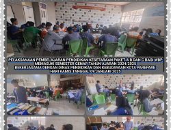 30 ORANG WBP LAPAS PAREPARE KEMBALI MELAKSANAKAN PEMBELAJARAN PENDIDIKAN KESETARAAN PAKET A ,B DAN C  SEMESTER GENAP TAHUN AJARAN 2024/2025.