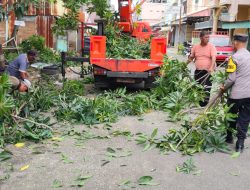Bhabinkamtibmas Polsek KPN Bantu Bersihkan Dahan Pohon di Pinggir Jalan