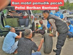 Ban Mobil Pemudik Pecah di Pelabuhan Parepare, Polisi Sigap Beri Bantuan