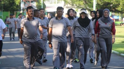 Personil Polres Parepare Lakukan Olahraga Bersama, Jaga Kebugaran dan Semangat kebersamaan