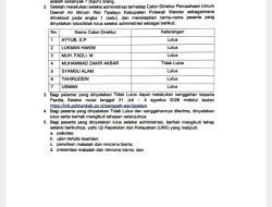 Hasil Seleksi Administrasi Calon Direktur PDAM Wai Tipalayo Polman, 6 Peserta Lolos, 1 Belum Memenuhi Syarat