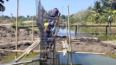 Kodim 1409/Gowa Pacu Pembangunan Jembatan Beton Tahap VI di Bontonompo Selatan